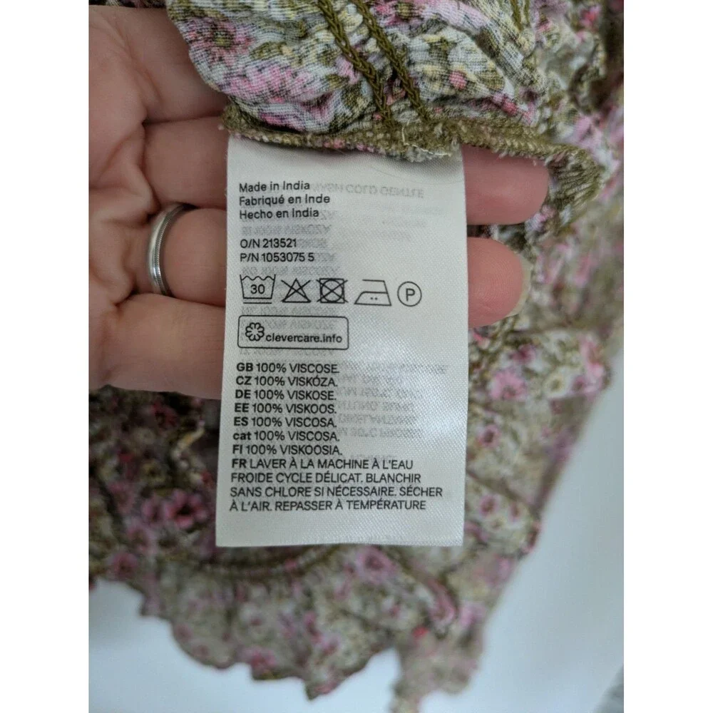 Pink Floral Smocked Long Sleeve SZ M Coquette Fairy Romantic Cottagecore Top EUC - Picture 10 of 13